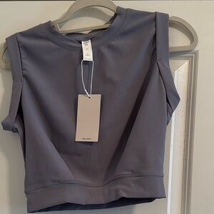 NWT Halara blue grey Patitoff‎ Flow Sleeveless Cropped Yoga Tank Top XS